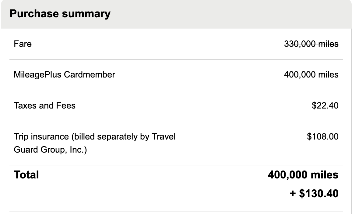 United Points Booking Screenshot