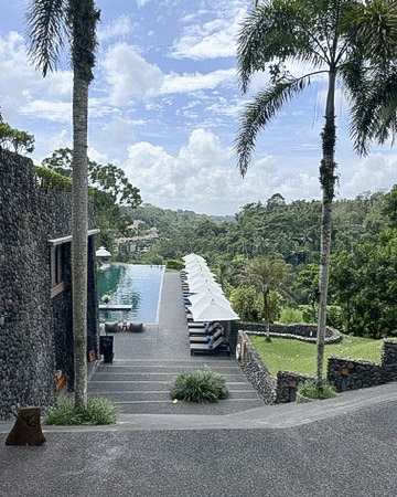 Alila Ubud luxury resort in Bali, featuring stunning views of lush rice terraces, serene poolside vibes, and an eco-friendly, tranquil escape in the heart of Ubud. Photo by Amy Berrian