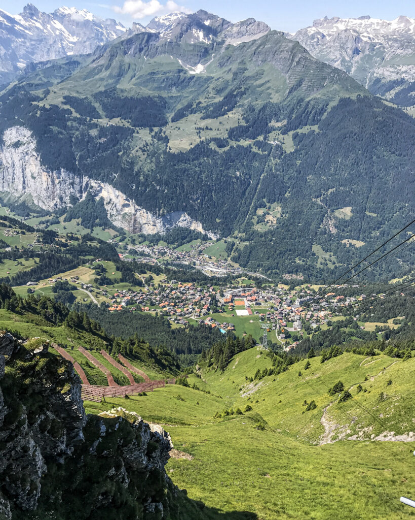 View from the top of the Grindelwald First Gondola station. You can see all of Wengen perched below.