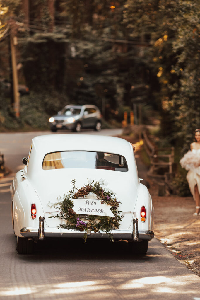 Mill Valley wedding - getaway car - Amy & Kevin Schadt