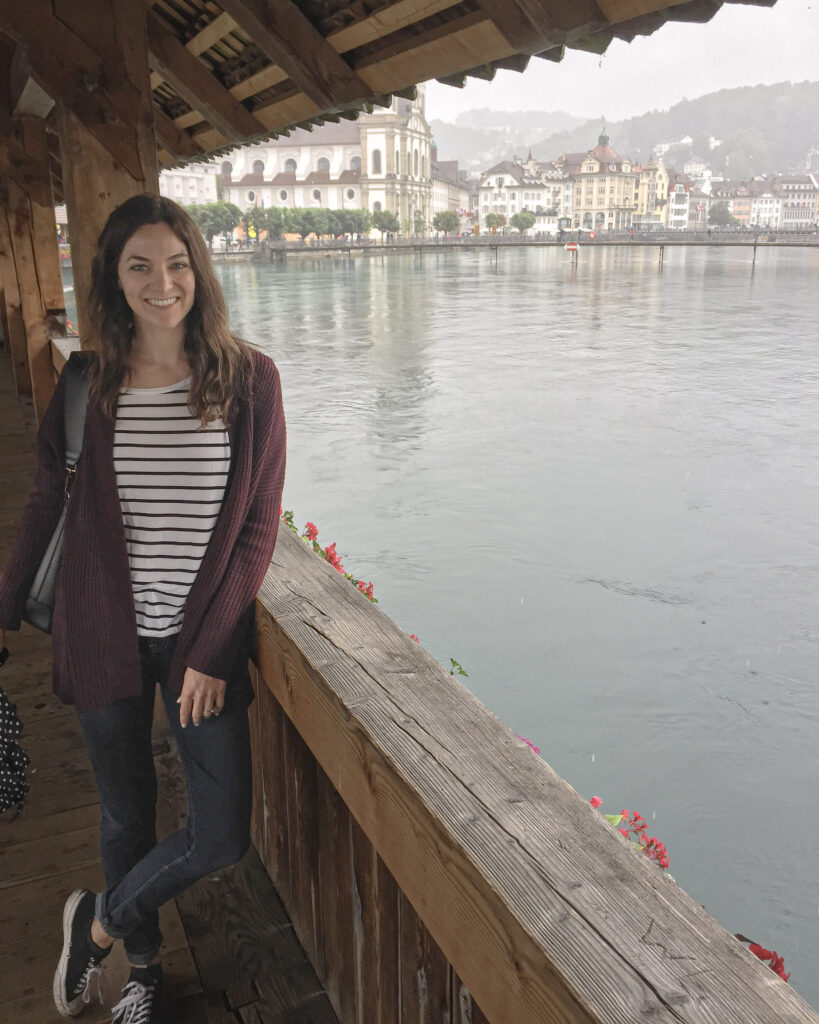 Amy on the Chapel Bridge.