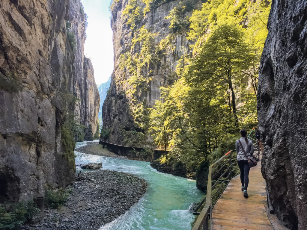 Amy takes in the natural beauty of the Aare Gorge Walk in the height of summer.